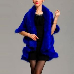 New Womens Faux Fox Fur Winter Warm Shawl Poncho Cape Cardigan Cloak Wrap Coat